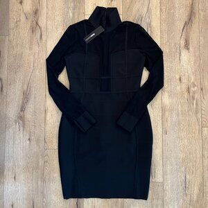 NWT Fashion Nova Black Bandage Mini Dress with Mesh Inserts